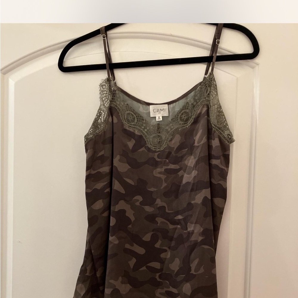 Silk Cami NYC Camo Lace Trim Camisole